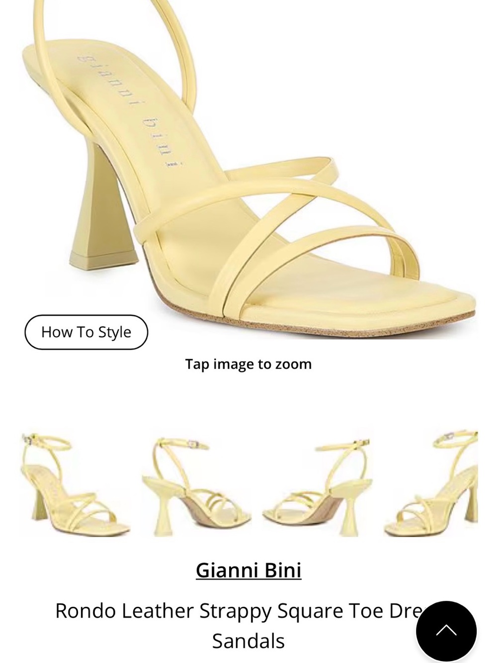 Gianni Bini Pale Yellow Strappy Square Toe Heels